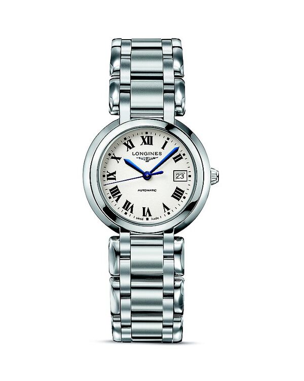 ロンジン レディース アクセサリー 腕時計 Longines PrimaLunautomatic Watch, 30mm White/Silver ホワイト