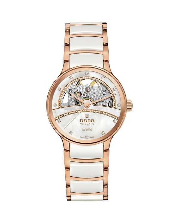ラド レディース アクセサリー 腕時計 RADO Centrix Diamonds Open Heart Automatic Watch, 35mm White ホワイト