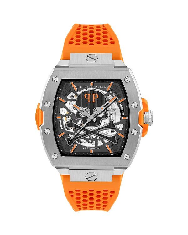 フィリッププレイン レディース アクセサリー 腕時計 PHILIPPLEIN The $keleton Limitedition Watch, 44mm Silver/Orange オレンジ