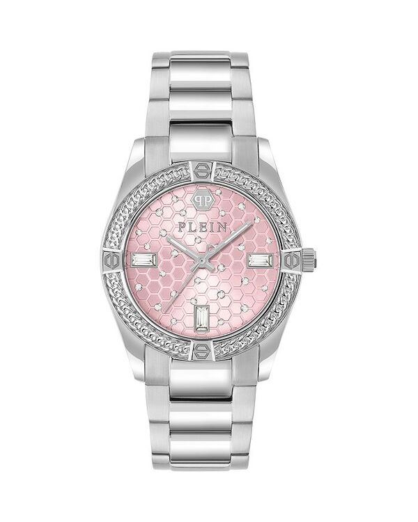 フィリッププレイン レディース アクセサリー 腕時計 PHILIPPLEIN Icon Chain Crystal Watch, 36mm Pink/Silver ピンク｜ReVida 店