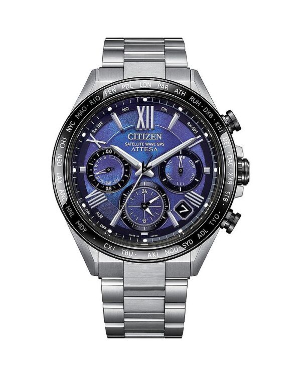 シチズン レディース アクセサリー 腕時計 Citizen Premier Eco Attesa Special Edition Chronograph, 45mm Blue/Silver ブルー
