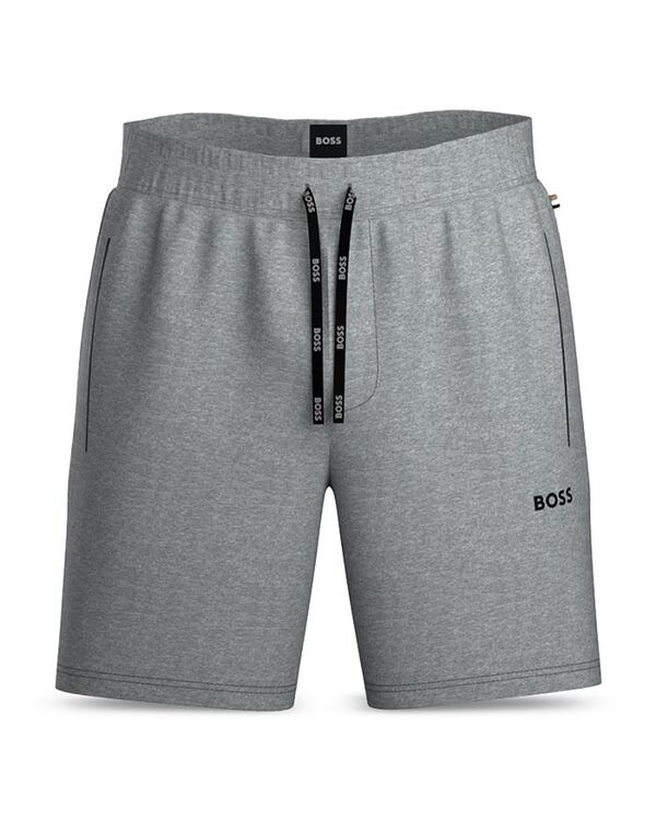 ヒューゴボス レディース ボトムス ハーフパンツ・ショーツ プリント ショートパンツ コットン ロゴ Hugo Boss Mix & Match Cotton Stretch Logo Print Drawstring Shorts Medium Gray グレー