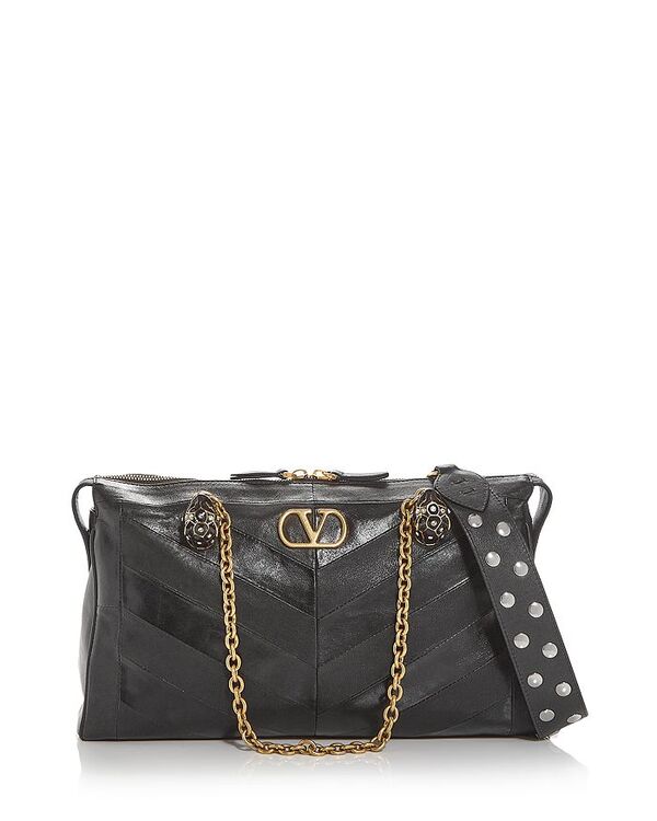 ヴァレンティノ レディース バッグ レザー Valentino Garavani Panthea Medium Leather Shoulder Bag Black ブラック