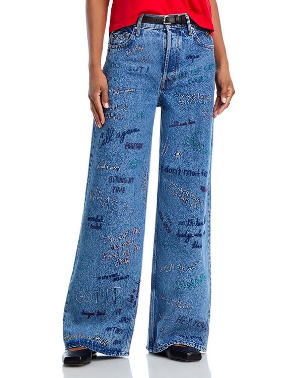 マザー レディース ボトムス デニムパンツ ジーンズ MOTHER The Mid Rise Double Dip Nerdy Jeans in Alphabet Soup Alphabet Soup｜ReVida 店
