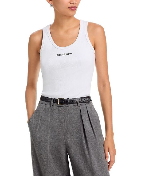 カサブランカ レディース トップス タンクトップ リブ Casablanca Ribbed Tank Top White ホワイト