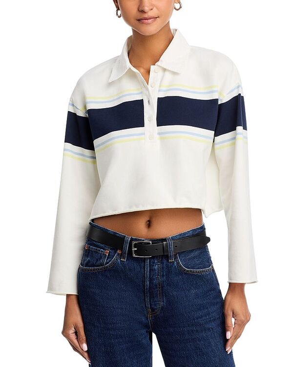リダン レディース トップス ポロシャツ Tシャツ RE/DONE Cut Off Rugby Polo Tee Off White Stripe オフホワイト|ReVida 店