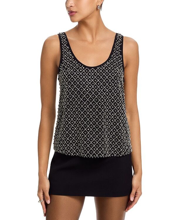 ラジャンス レディース トップス 貯蔵タンクいの一番 L\u0027AGENCE Ziggy Beaded Tank Top Cross Hatch Crystal