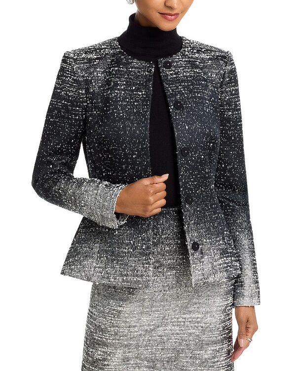 オスカー デ ラ レンタ レディース アウター 上衣・上衣 Oscar de la Renta Ombr Boucl Jacquard Jacket Black/Ivory 象牙色