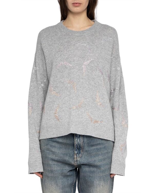 ザディグ エ ヴォルテール レディース アウター ニット・セーター Zadig & Voltaire Markuz Wings Cashmere Sweater Gris Chine|ReVida 店