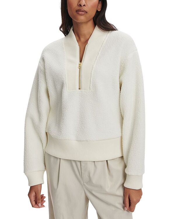 バーレイ レディース アウター パーカー・スウェット ハーフジップ シャツ フリース Varley Mumford Half Zip Fleece Sweatshirt Egret