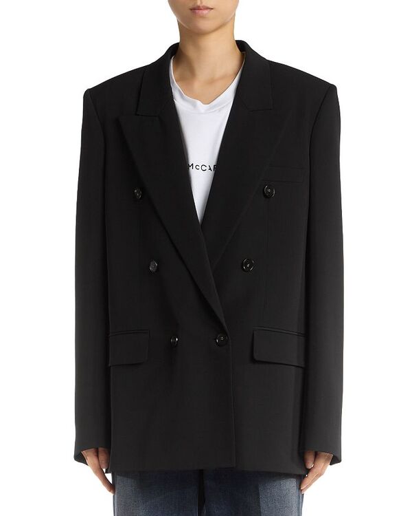 ステラマッカートニー レディース アウター 上衣・上衣 Stella McCartney Double Breasted Boyfriend Jacket Black 黒いこと コート・ジャケット-レディースファッション