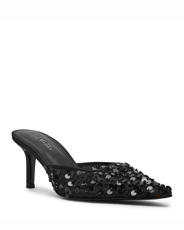 スティーブ マデン レディース シューズ サンダル メッシュ スパンコール STEVE MADDEN Women's Alexi Sequin Mesh Mules Black ブラック