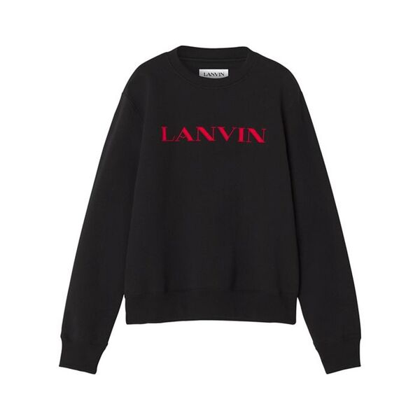 ランバン レディース アウター パーカー・スウェット ティーシャツ 綿織物 刺しゅう Lanvin Embroidered Cotton Sweatshirt Black 黒いこと
