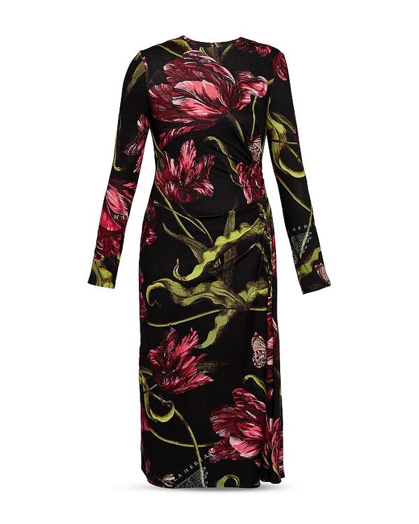 アーデム レディース トップス ワンピース ドレープ ミディ Erdem Long Sleeve Draped Midi Dress Etched Tulip Cherry