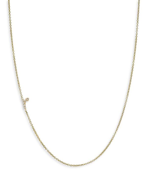 ゾエレフ レディース アクセサリー ネックレス・チョーカー・ペンダントトップ アシンメトリー レース Zoe Lev 14K Yellow Goldiamond Script Initial Asymmetrical Necklace 16-18\