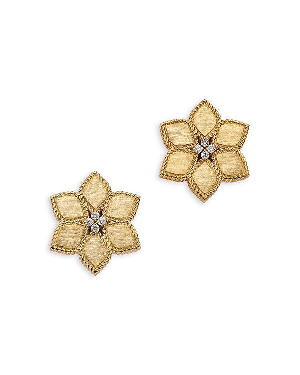 ロバートコイン レディース アクセサリー ピアス・イヤリング Roberto Coin 18K Yellow Gold Vernazza Diamond Flower Stud Earrings Gold ゴールド