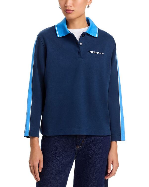 カサブランカ レディース アウター パーカー・スウェット ポロシャツ Casablanca Punto Polo Collared Sweatshirt Navy ネイビー|ReVida 店