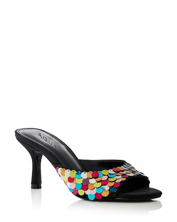 アクア レディース シューズ サンダル スパンコール AQUA Women'shely Sequin Mules - Exclusive Black Multi ブラック