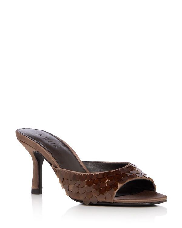 アクア レディース シューズ サンダル スパンコール AQUA Women'shely Sequin Mules - Exclusive Chocolate チョコレート