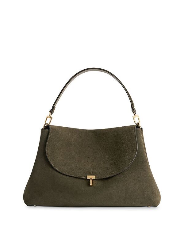 トーテム レディース バッグ スエード TOTEME T Lock Suede Satchel Dark Brown ブラウン