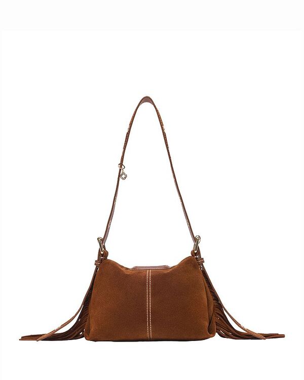 マージュ レディース バッグ ミニ スエード フリンジ Maje Miss Mini Fringed Brown Suede Crossbody Bag Brown ブラウン