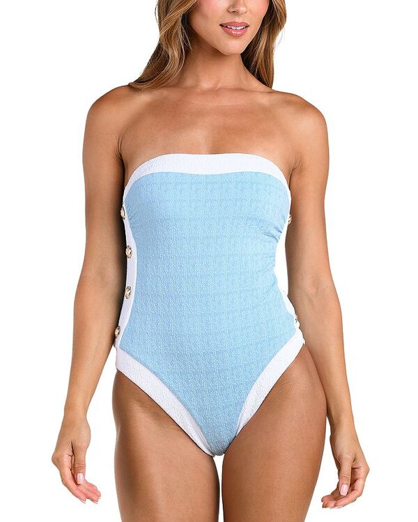 ラジャンス レディース 水着 上下セット L'AGENCE Tory Bandeau One Piece Swimsuit Powder Blue ブルー