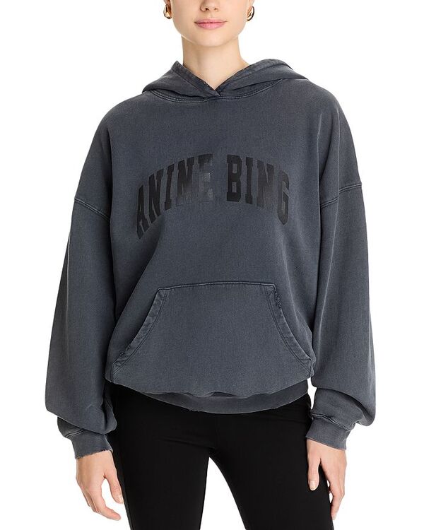 アニービン レディース アウター パーカー・スウェット シャツ Anine Bing Harvey Hooded Sweatshirt Washed Black ブラック|ReVida 店