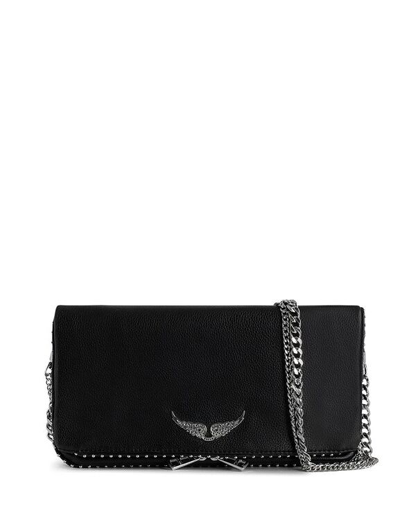 ザディグ エ フランソア・マリー・ヴォルテール レディース 御徒面子 なめし革 Zadig \u0026 Voltaire Rock Studded Leather Clutch Black 黒いこと