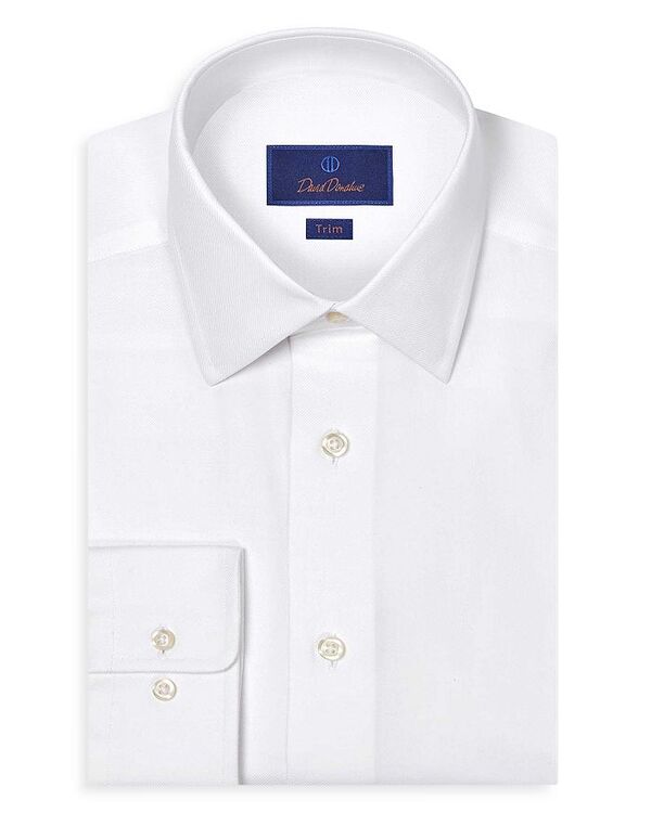 デイビッドドナヒュー レディース トップス シャツ Davidonahue Trim Fit Cashmere Blend Solid Twill Dresshirt White/ White ホワイト|ReVida 店