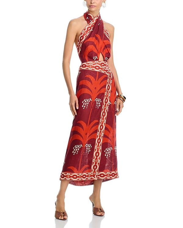 ジョアンナオッティ レディース トップス 衣裳 アンクル リネン Johanna Ortiz Buen Viento Linen Ankle Dress Wine/Red 赤いこと レディースファッション-ワンピース