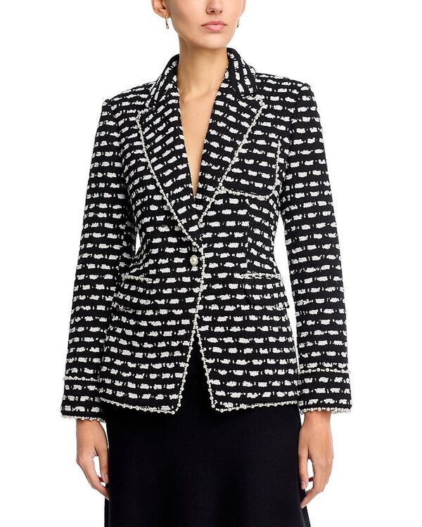 エリータハリ レディース アウター 上衣・上衣 Elie Tahari The Selma Jacket Black and White Tweed 白いこと