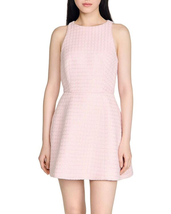 サンドロ レディース トップス ワンピース ツイード スパンコール Sandro Sequin Tweed Short Dress Pink ピンク｜ReVida 店