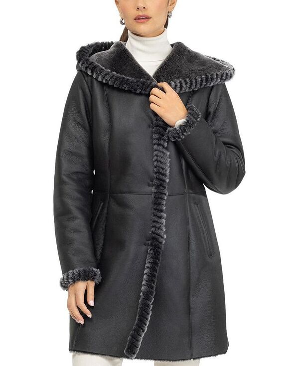 ゴルスキ レディース アウター 上衣・上衣 パーカー Gorski Merino Shearling Lamb Parka with Whipstitch Trim Black Brisa 黒いこと