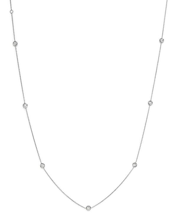 ロバートコイン レディース アクセサリー ネックレス・チョーカー・ペンダントトップ レース Roberto Coin 18K White Gold Bezel Diamond Stationecklace 18\