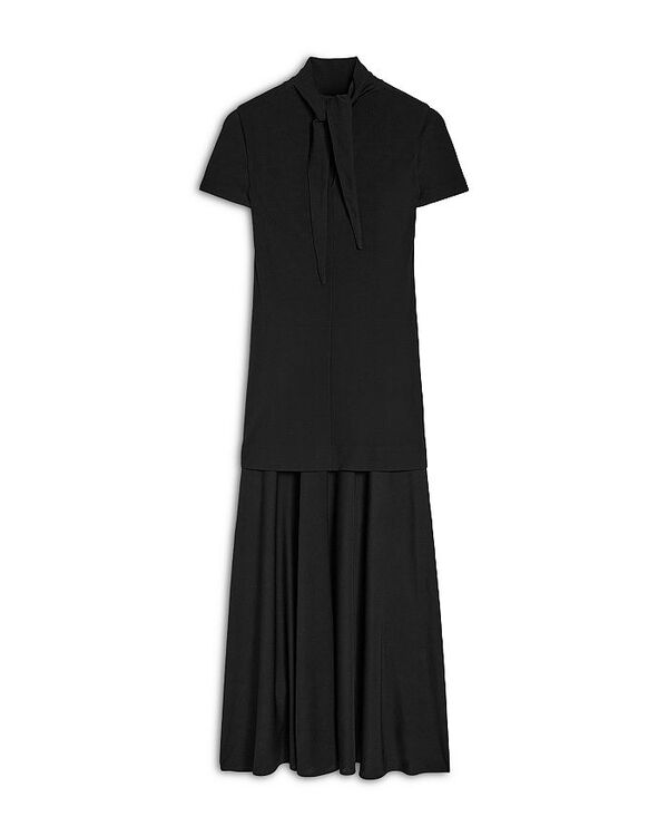 ジル・サンダー レディース トップス ワンピース Jil Sander Tie Neck Drop Waist Dress Black ブラック|ReVida 店