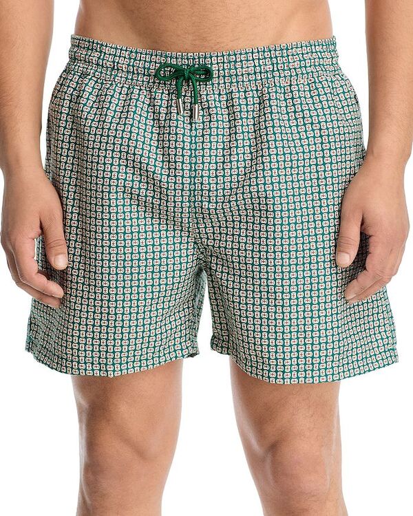 シムカイ メンズ 海水着 二分の一ズボン下・さる股引き SIMKHAI Lowell Patterned Swim Trunks Kelly Green Foulard Print 緑であること