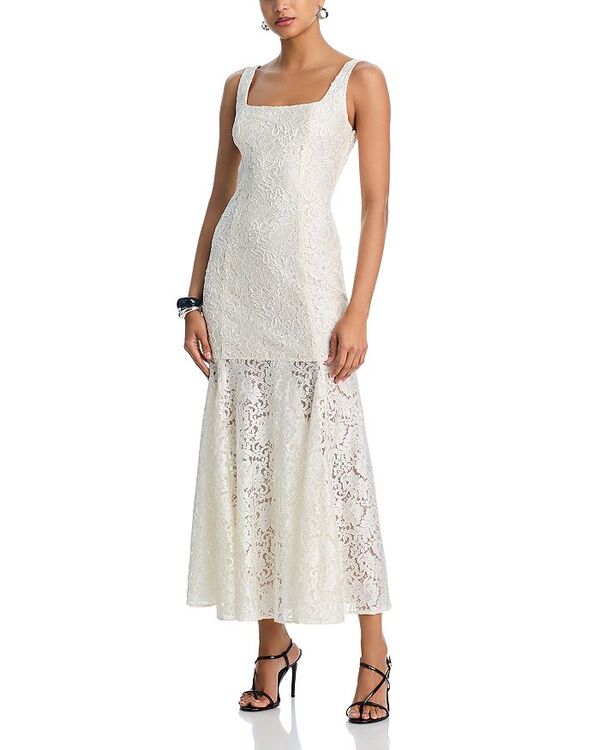 アクア レディース トップス 衣装 スピード競技 マキシ AQUA Soutache Cord Lace Drop Waist Maxi Dress - Exclusive Ivory 象牙色 レディースファッション-ワンピース