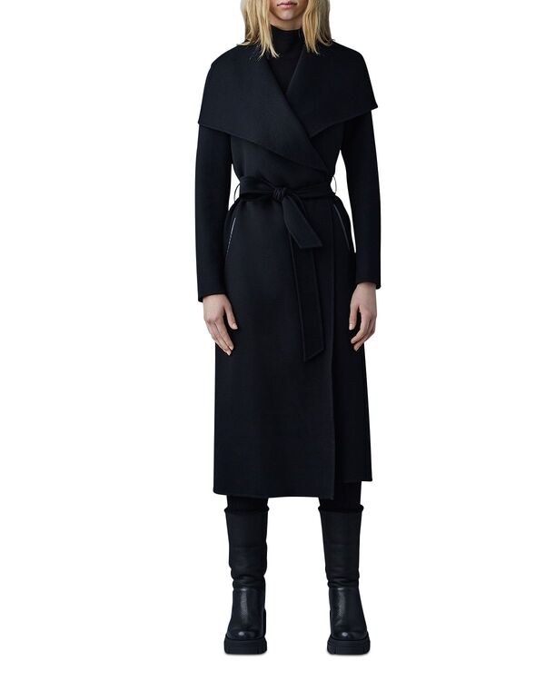マッカージュ レディース アウター コート ウール Mackage Mai Lightweight Wrap Wool Coat Black ブラック｜ReVida 店 176,900円