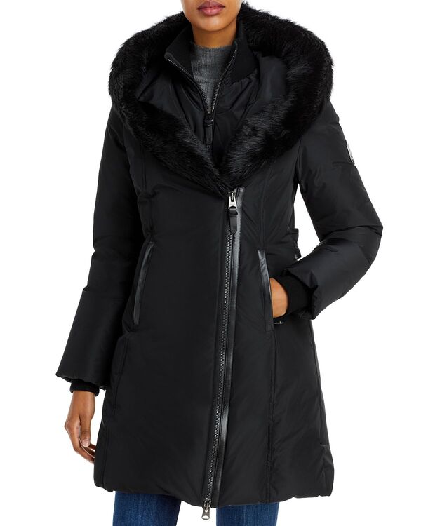 マッカージュ レディース アウター パーカー・スウェット 厚地の外套 落ちこむ Mackage Kay Hoodedown Shearling Coat Black 黒いこと