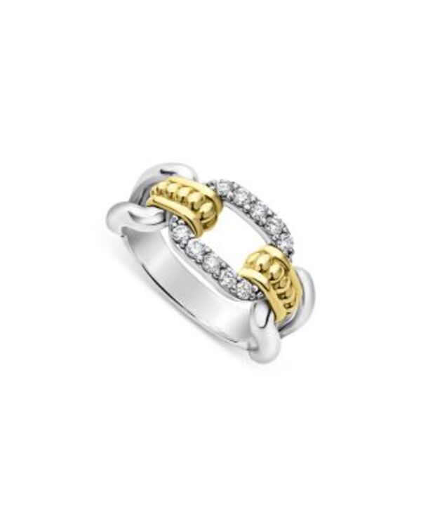 ラゴス メンズ 付属品 輪っか LAGOS 18K Yellow Gold \u0026 Sterling Silver Signature Caviar Diamond Link Statement Ring Silver/Gold ゴールド