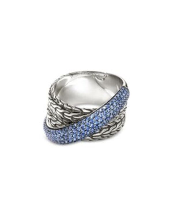 ジョン・ハーディー メンズ 付属物 輪っか JOHN HARDY Sterling Silver JH Essentials Blue Sapphire Pav Crossover Statement Ring Blue/Silver 青碧