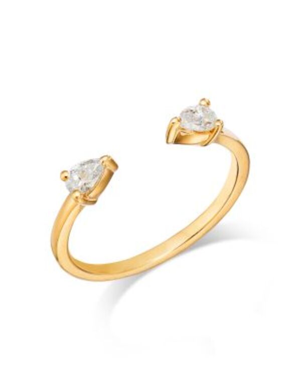 ムーン & メドウ レディース アクセサリー リング Moon & Meadow 14K Yellow Gold Lab Grown Pear Cut Cuff Ring White/Gold ホワイト