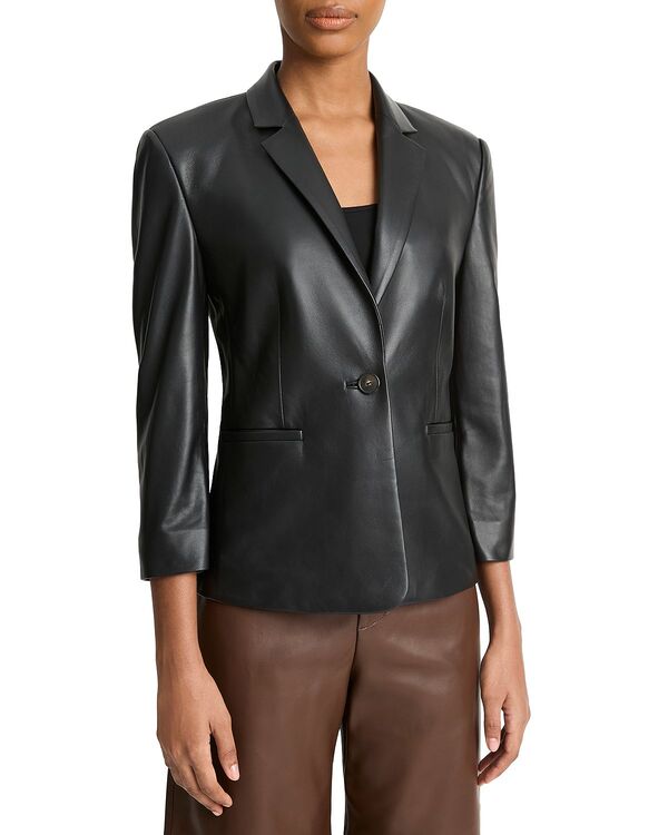 ヴィンス レディース アウター 上衣・上衣 スポーツジャケット Vince Shrunken Leather Blazer Black 黒いこと