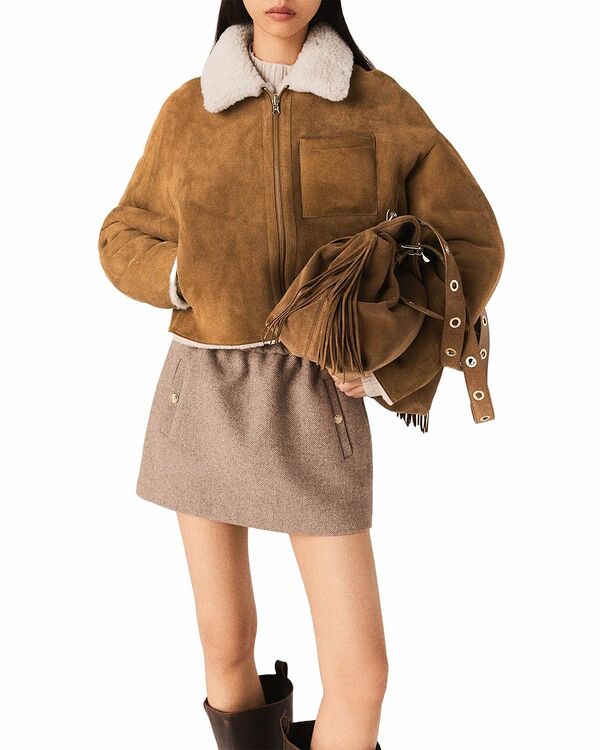 マージュ レディース アウター ジャケット・ブルゾン Maje Reversible Shearling Jacket Camel キャメル