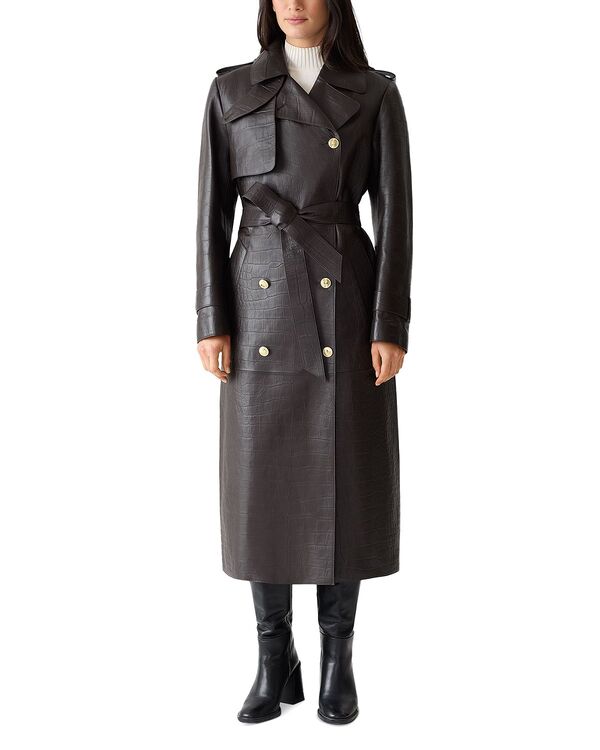 マッカージュ レディース アウター 厚地の外套 Mackage Gael Croc Embossed Trench Coat Coffee 珈琲