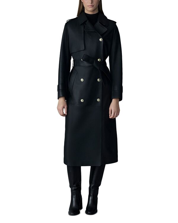 マッカージュ レディース アウター 厚地の外套 なめし革 マキシ Mackage Gael-V Maxi Leather Trench Coat Black-Gold 黒いこと
