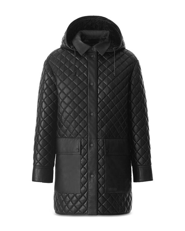 マッカージュ レディース アウター 厚地の外套 なめし革 Mackage Litzy Hooded Leather Coat Black 黒いこと