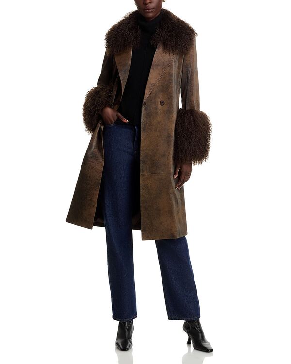 コビーハルペリン レディース アウター コート Kobi Halperin Viv Shearling Trim Coat Dark Brown ブラウン