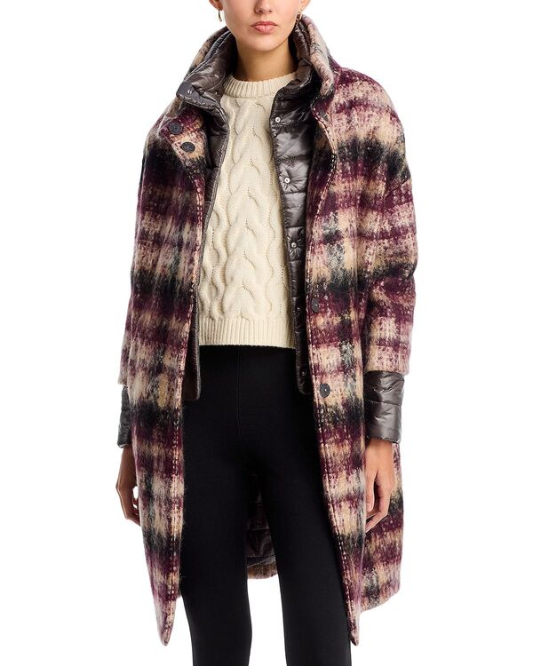 地獄ノ レディース アウター 厚地の外套 Herno Check Woven Coat Red/Antracite 赤いこと