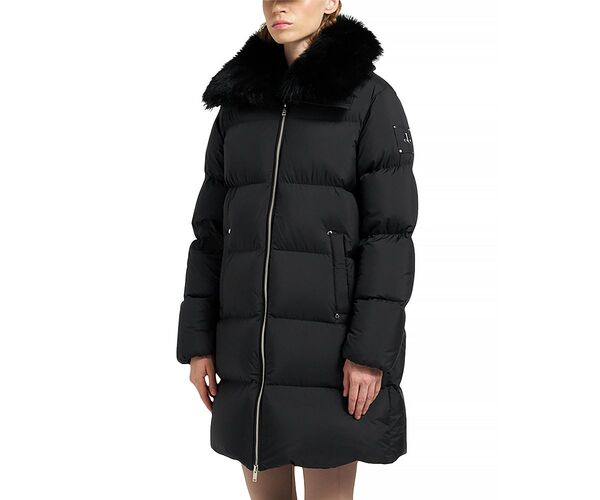 ムースナックル レディース アウター コート ダウン Moose Knuckles Belle Dune Shearling Trim Down Coat Black ブラック
